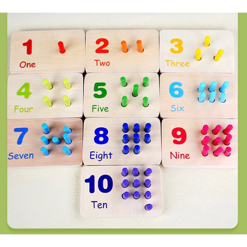 ￼「現貨商品」🔥兒童蒙氏 感統早教 數學學習棒 顏色認知 配對板 木制插棍遊戲益 智玩具-細節圖5