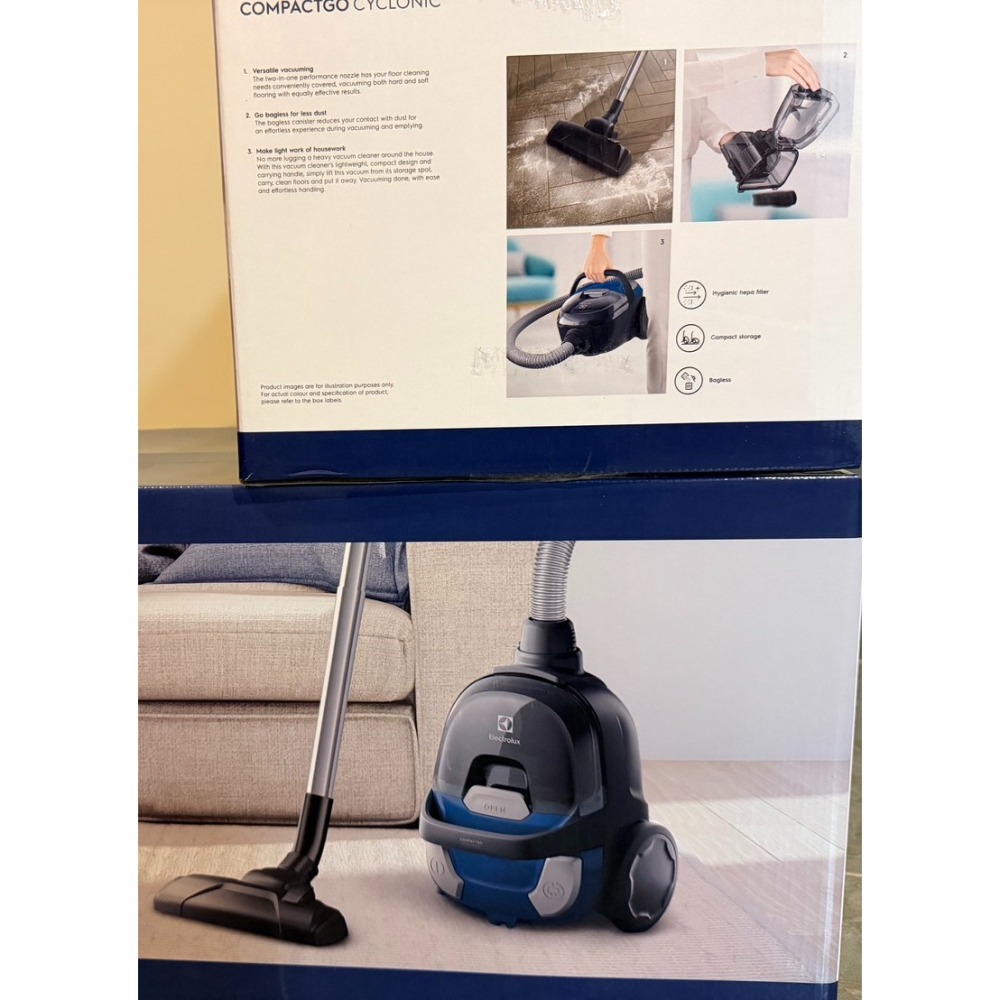附發票/免運費 Electrolux 伊萊克斯 CompactGo 輕量小旋風集塵盒吸塵器(天空藍) Z1233-細節圖2