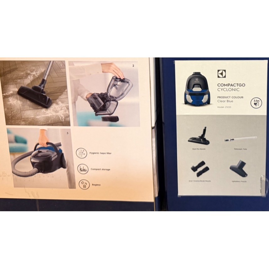 附發票/免運費 Electrolux 伊萊克斯 CompactGo 輕量小旋風集塵盒吸塵器(天空藍) Z1233-細節圖4