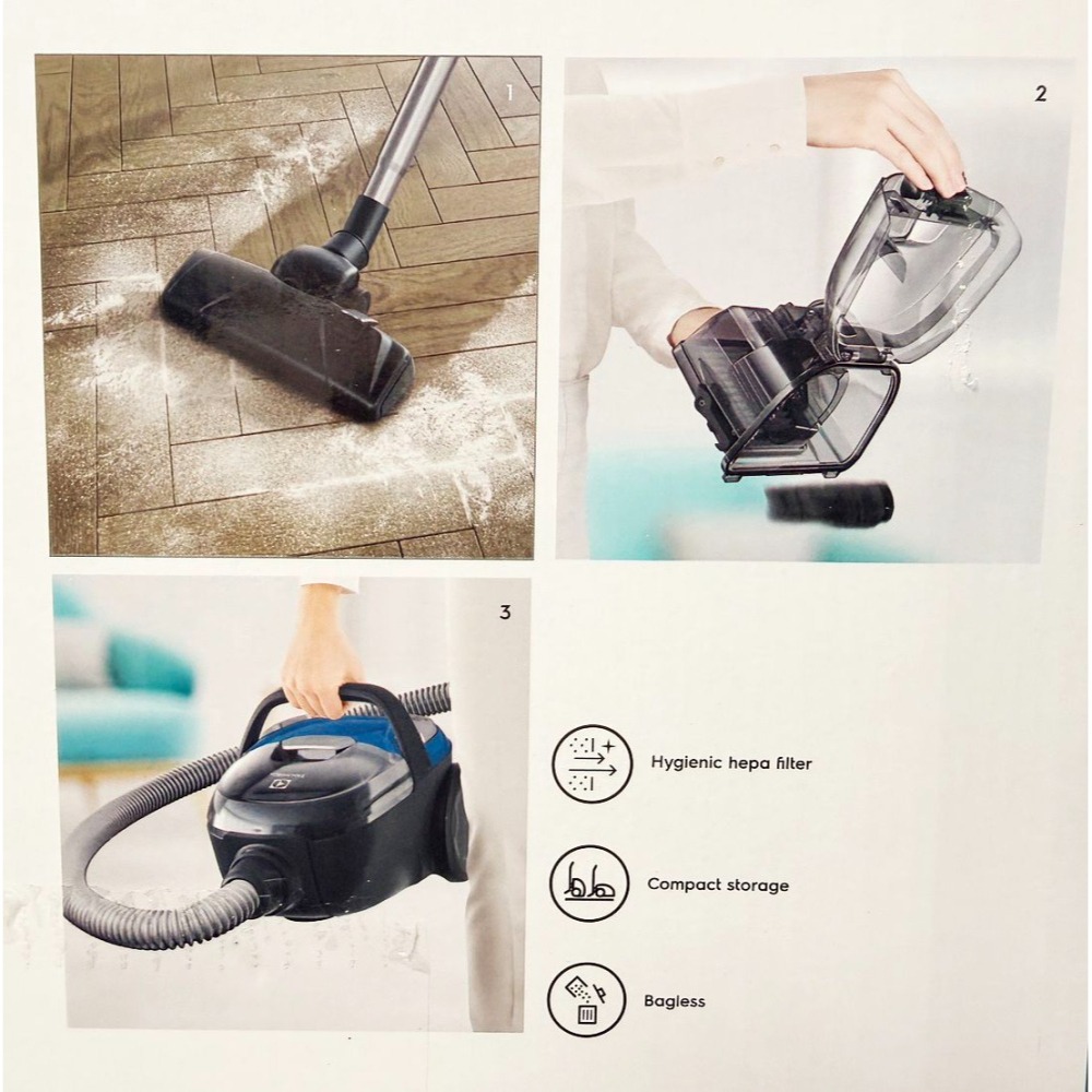 附發票/免運費 Electrolux 伊萊克斯 CompactGo 輕量小旋風集塵盒吸塵器(天空藍) Z1233-細節圖5