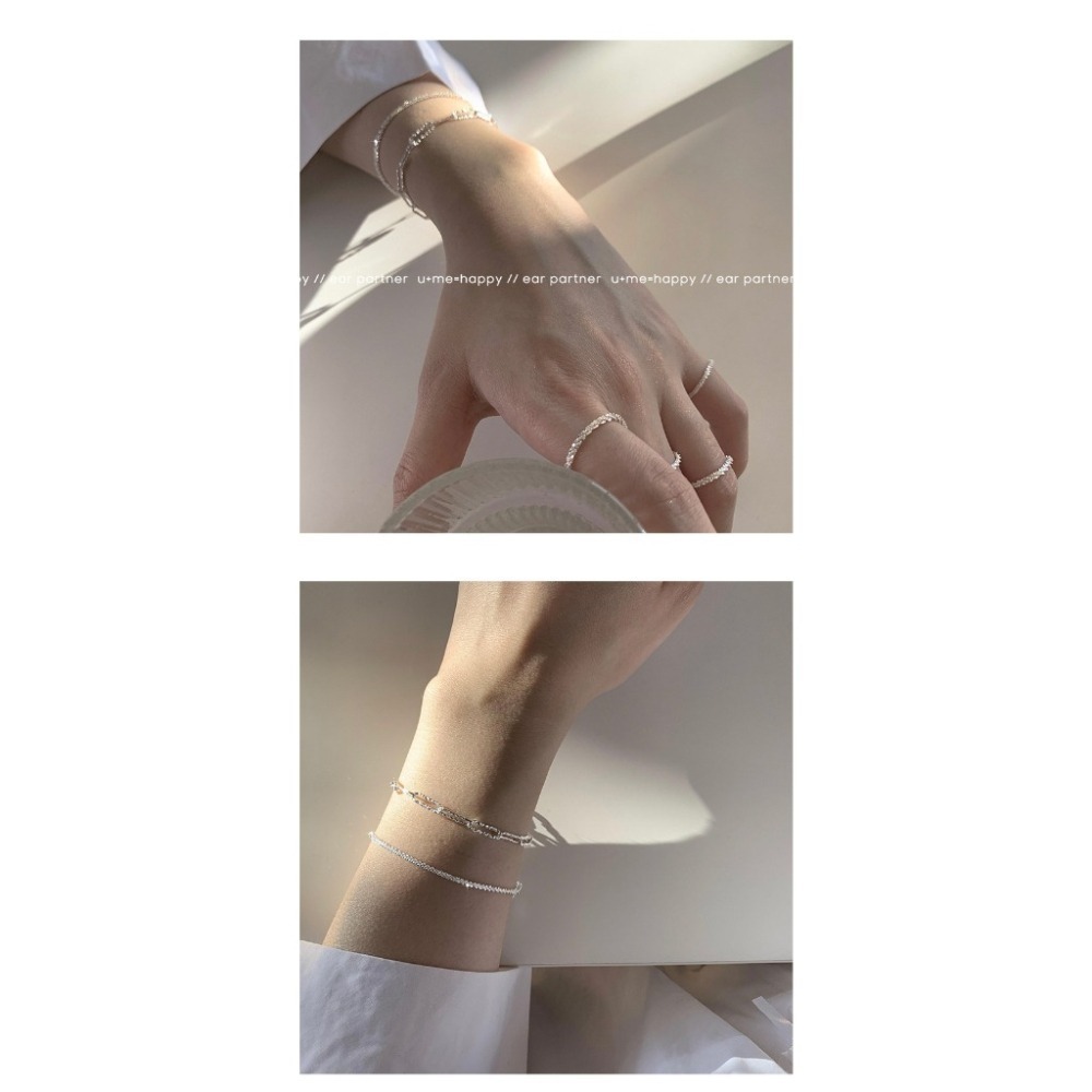 𝐿𝑢𝑜𝑗𝑖𝑛𝑔 ෆ 銀河漫步🪐⟡ ݁₊ .s925純銀波光粼粼滿天星鏈條手鍊-細節圖5