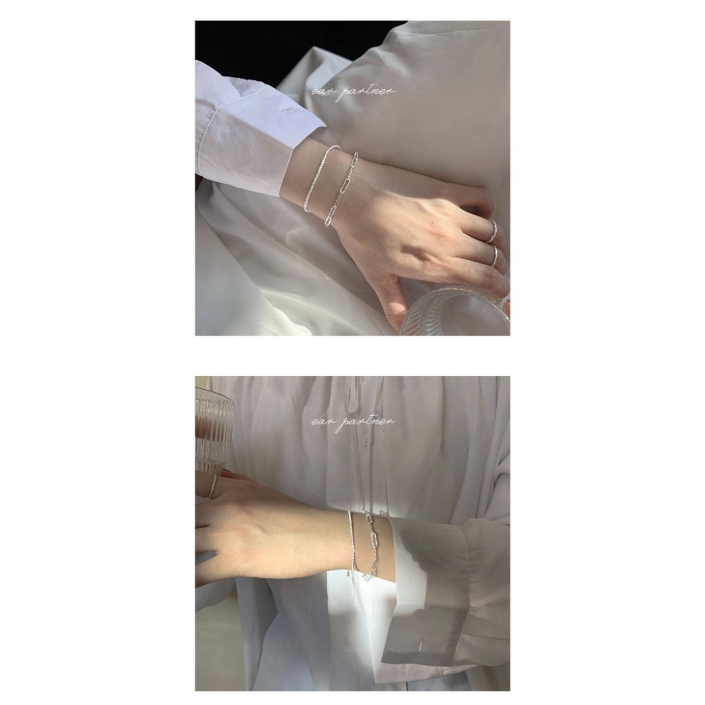 𝐿𝑢𝑜𝑗𝑖𝑛𝑔 ෆ 銀河漫步🪐⟡ ݁₊ .s925純銀波光粼粼滿天星鏈條手鍊-細節圖7