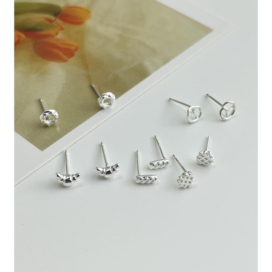 Luojing˖ ࣪⌖˚◌﻿預購 輕甜時尚✦s925純銀甜甜圈牛角包華夫餅耳環-細節圖2