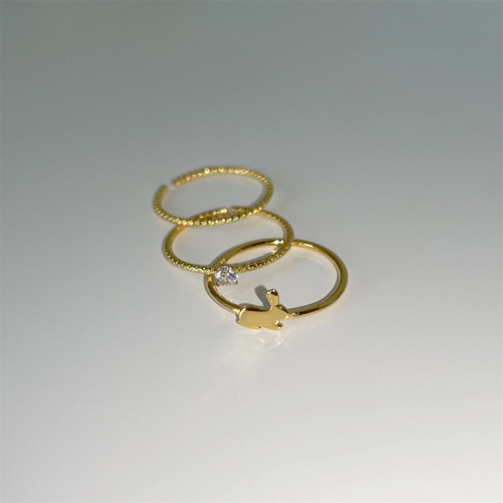 Luojing˖ ࣪⌖˚◌預購 一眼就愛上𓂃 ࣪˖ ִֶָ🐇s925純銀閃耀鋯石x純銀麻花兔兔戒指-細節圖3