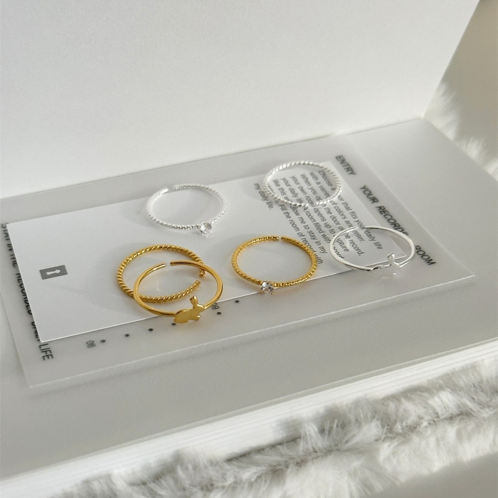 Luojing˖ ࣪⌖˚◌預購 一眼就愛上𓂃 ࣪˖ ִֶָ🐇s925純銀閃耀鋯石x純銀麻花兔兔戒指-細節圖4