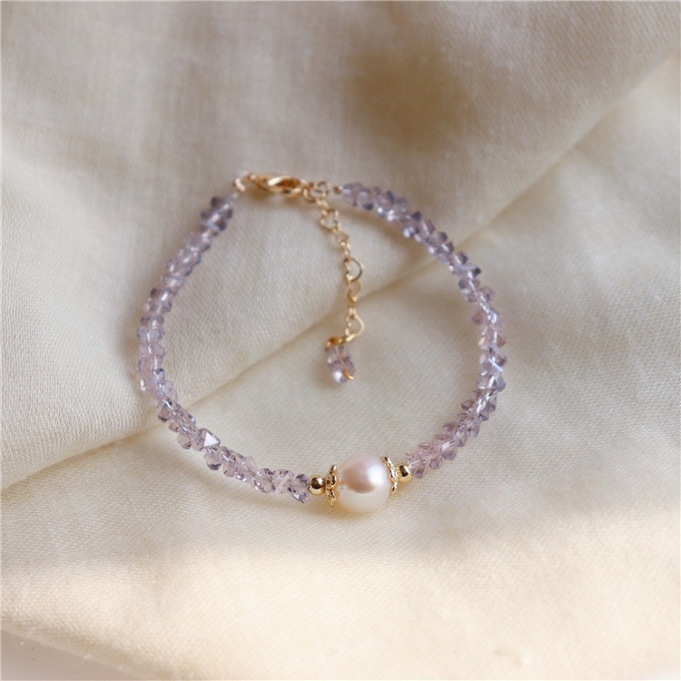 Luojing˖ ࣪⌖˚◌預購 吉普賽神秘不規則紫水晶淡水珍珠手鍊-細節圖4