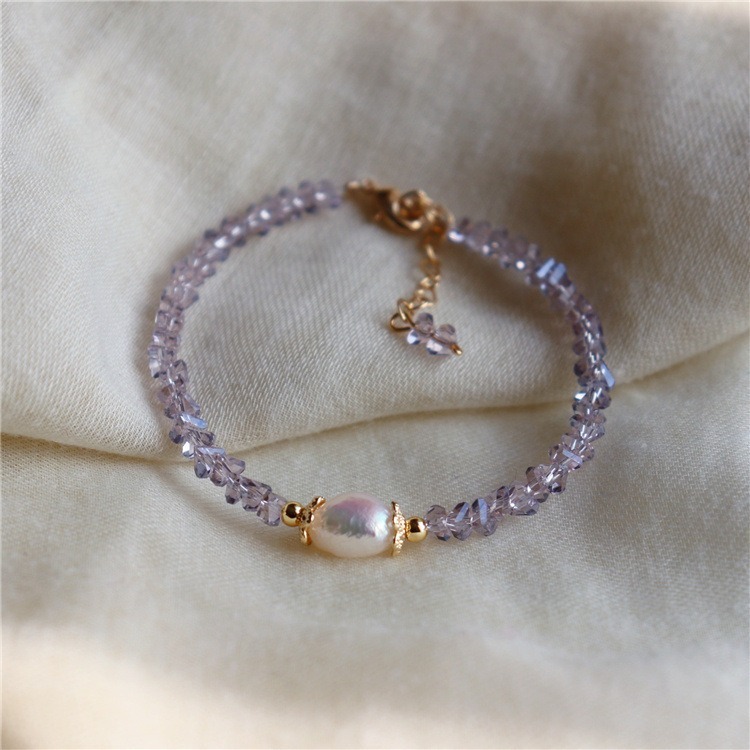 Luojing˖ ࣪⌖˚◌預購 吉普賽神秘不規則紫水晶淡水珍珠手鍊-細節圖5