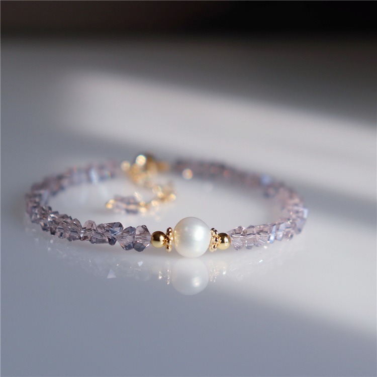 Luojing˖ ࣪⌖˚◌預購 吉普賽神秘不規則紫水晶淡水珍珠手鍊-細節圖7