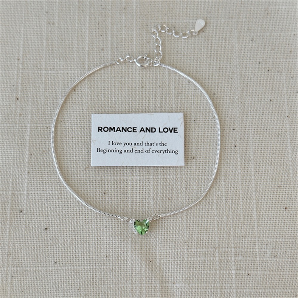 𝐿𝑢𝑜𝑗𝑖𝑛𝑔 ෆ 彩色愛心鋯石蛇骨鏈s925純銀手鍊-規格圖4