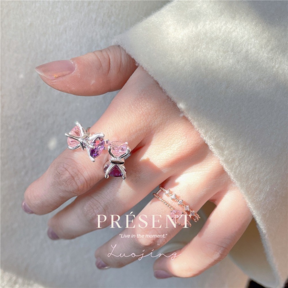 𝙻𝚞𝚘𝚓𝚒𝚗𝚐 ꕤ 粉紅星願·粉色系夢幻鋯石s925純銀耳環項鍊戒指 飾品套裝 飾品組合 實拍-細節圖3