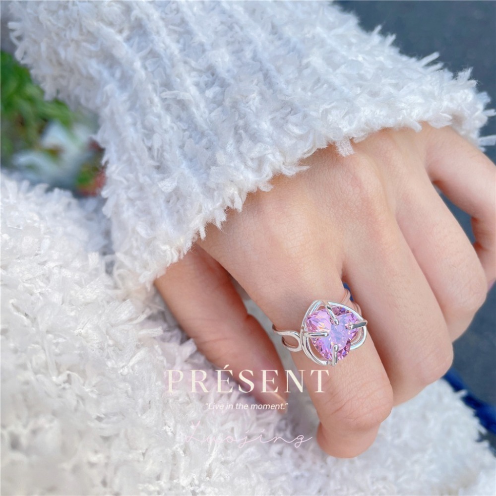 𝙻𝚞𝚘𝚓𝚒𝚗𝚐 ꕤ 粉紅星願·粉色系夢幻鋯石s925純銀耳環項鍊戒指 飾品套裝 飾品組合 實拍-細節圖7