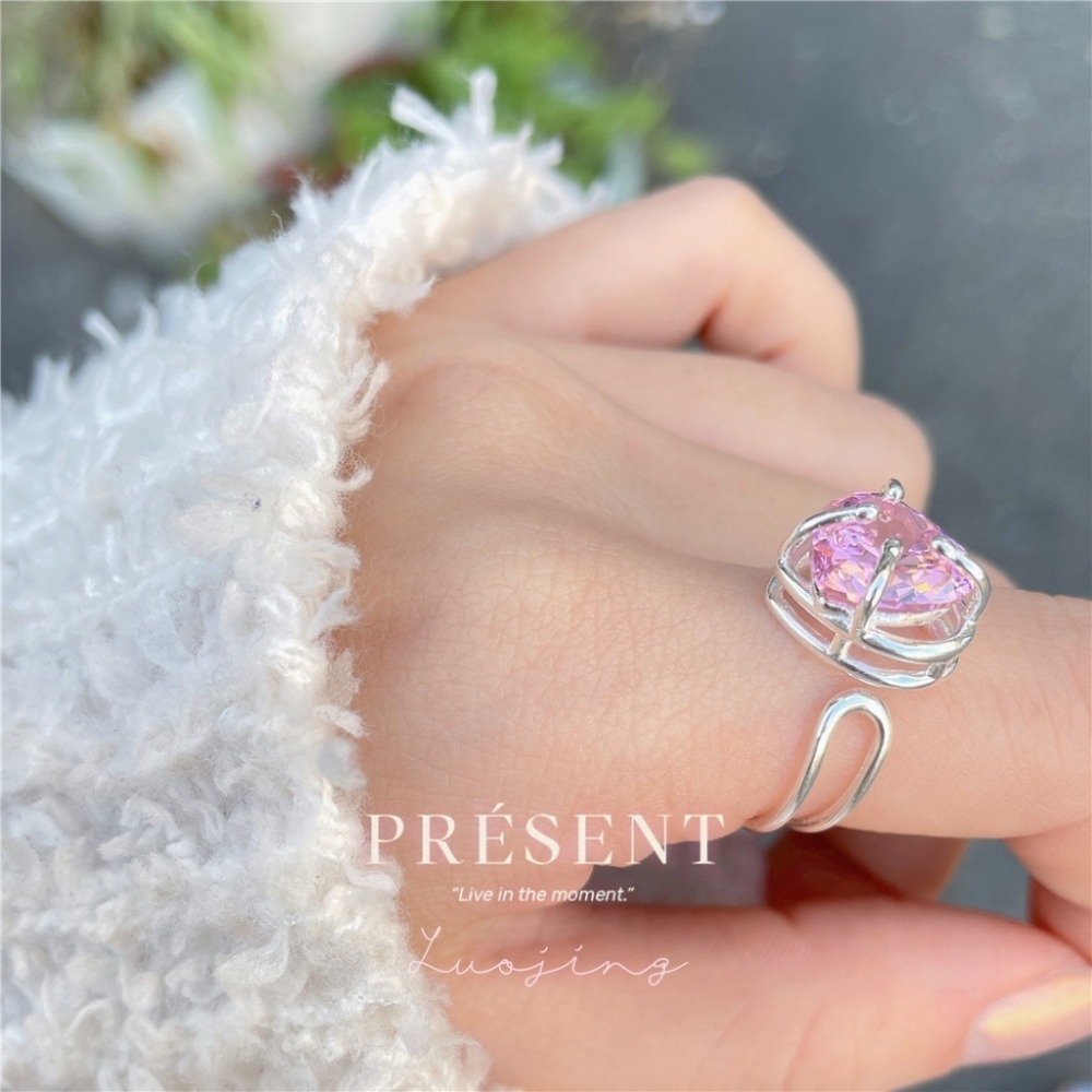 𝙻𝚞𝚘𝚓𝚒𝚗𝚐 ꕤ 粉紅星願·粉色系夢幻鋯石s925純銀耳環項鍊戒指 飾品套裝 飾品組合 實拍-細節圖8