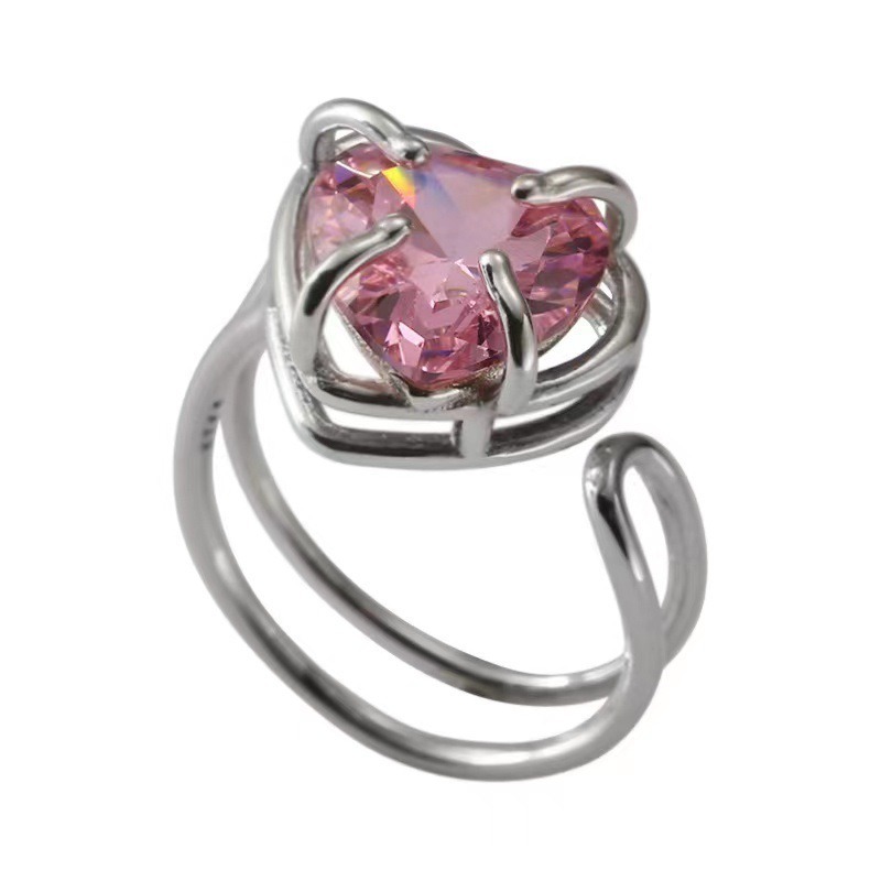 𝙻𝚞𝚘𝚓𝚒𝚗𝚐 ꕤ 粉紅星願·粉色系夢幻鋯石s925純銀耳環項鍊戒指 飾品套裝 飾品組合 實拍-規格圖11