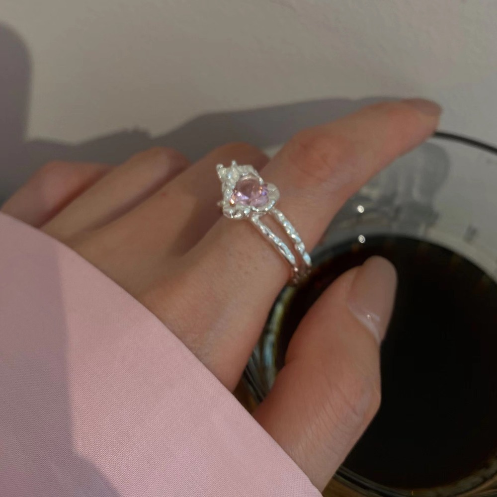 𝙻𝚞𝚘𝚓𝚒𝚗𝚐 ꕤ 粉紅星願·粉色系夢幻鋯石s925純銀耳環項鍊戒指 飾品套裝 飾品組合 實拍-規格圖11