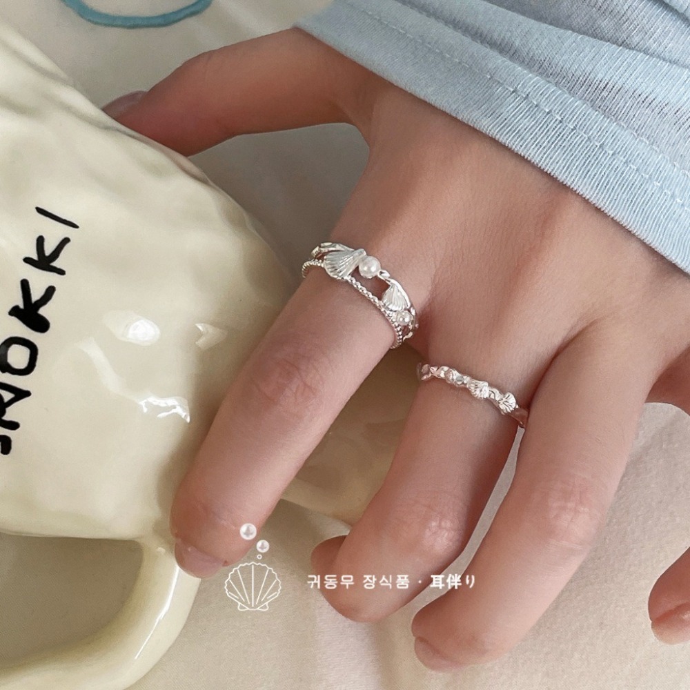 𝐿𝑢𝑜𝑗𝑖𝑛𝑔 ෆ 海語星聲·渡假風海灘珍珠貝殼s925純銀戒指｜海洋風戒指｜夏日飾品-細節圖3