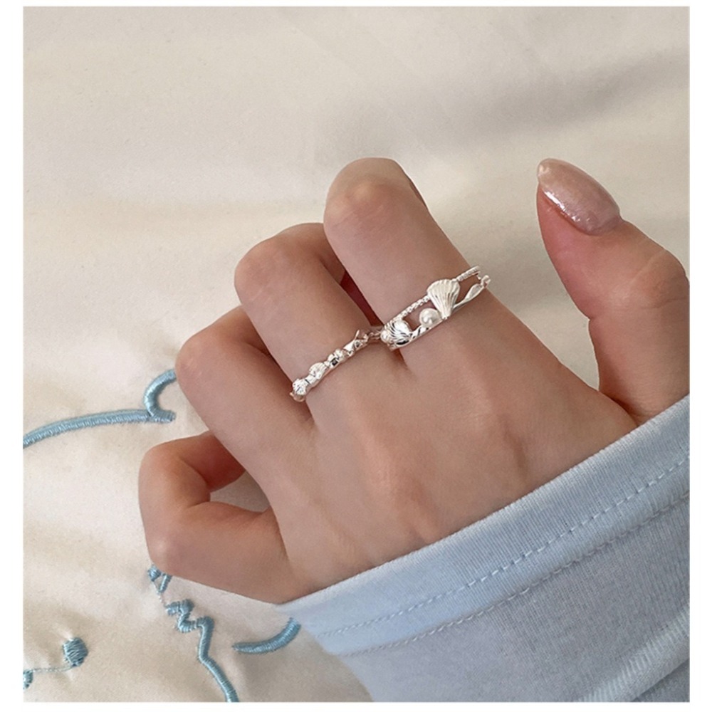 𝐿𝑢𝑜𝑗𝑖𝑛𝑔 ෆ 海語星聲·渡假風海灘珍珠貝殼s925純銀戒指｜海洋風戒指｜夏日飾品-細節圖5