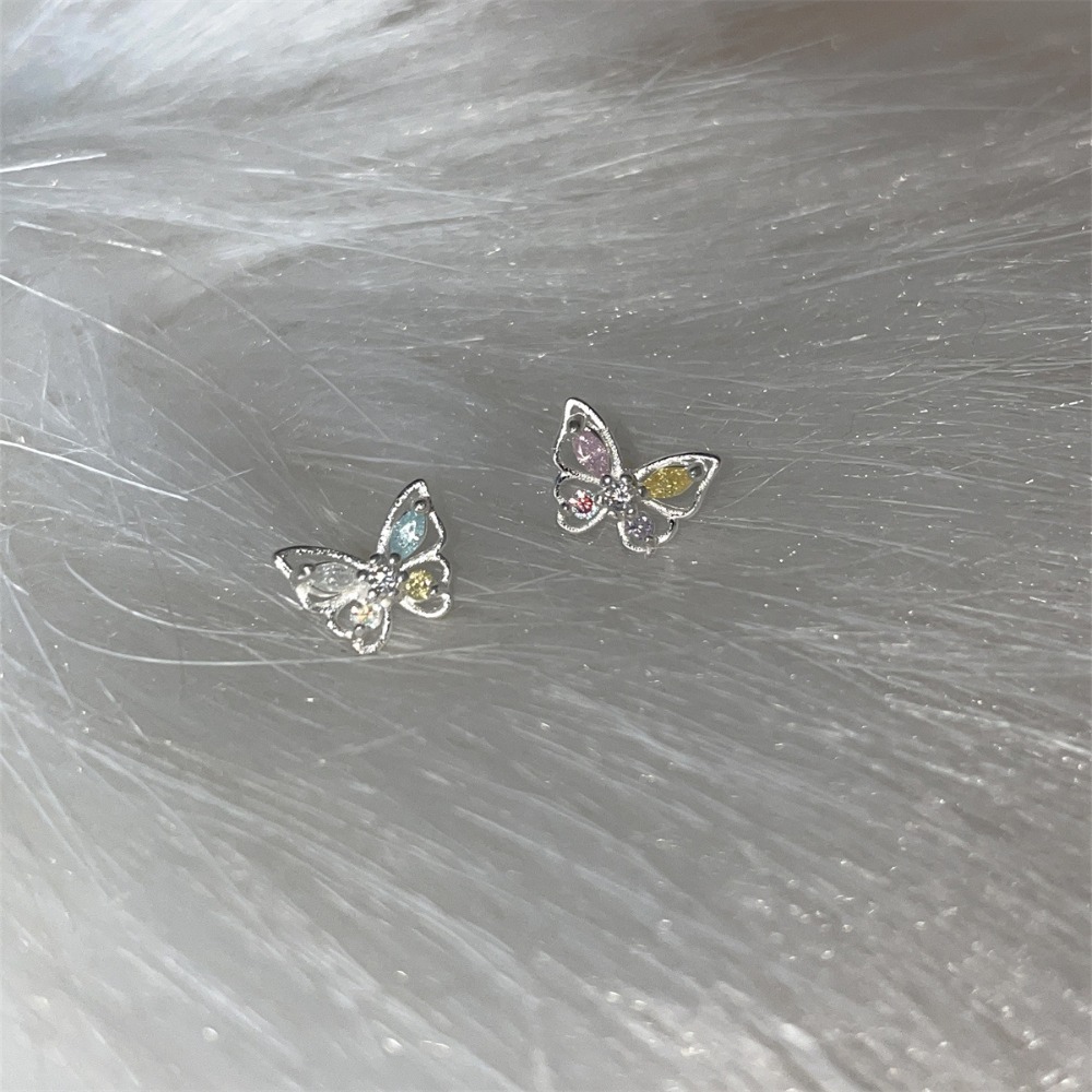 𝐿𝑢𝑜𝑗𝑖𝑛𝑔 ෆ 粉藍仙子輕語🦋•₊˚.幻彩鋯石蝴蝶s925純銀項鍊耳環﹎輕吻你的鎖骨與耳畔-規格圖7