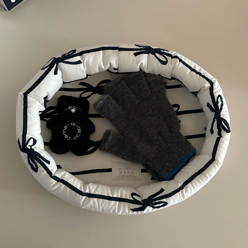 Luojing˖ ࣪⌖˚◌預購 ౨ৎ夢幻蝴蝶結布製收納籃｜桌面收納盒｜化妝品收納盒｜飾品收納盒-細節圖3