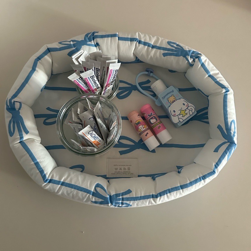 Luojing˖ ࣪⌖˚◌預購 ౨ৎ夢幻蝴蝶結布製收納籃｜桌面收納盒｜化妝品收納盒｜飾品收納盒-細節圖4