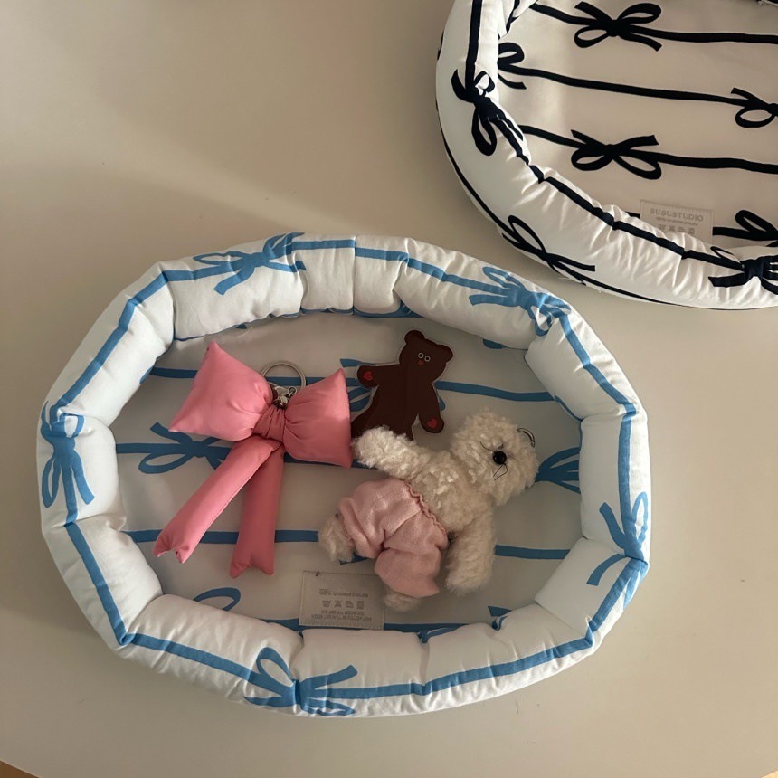 Luojing˖ ࣪⌖˚◌預購 ౨ৎ夢幻蝴蝶結布製收納籃｜桌面收納盒｜化妝品收納盒｜飾品收納盒-細節圖9