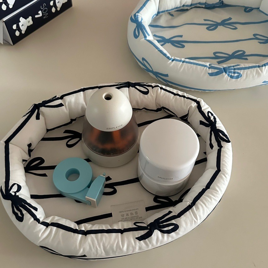 Luojing˖ ࣪⌖˚◌預購 ౨ৎ夢幻蝴蝶結布製收納籃｜桌面收納盒｜化妝品收納盒｜飾品收納盒-細節圖10