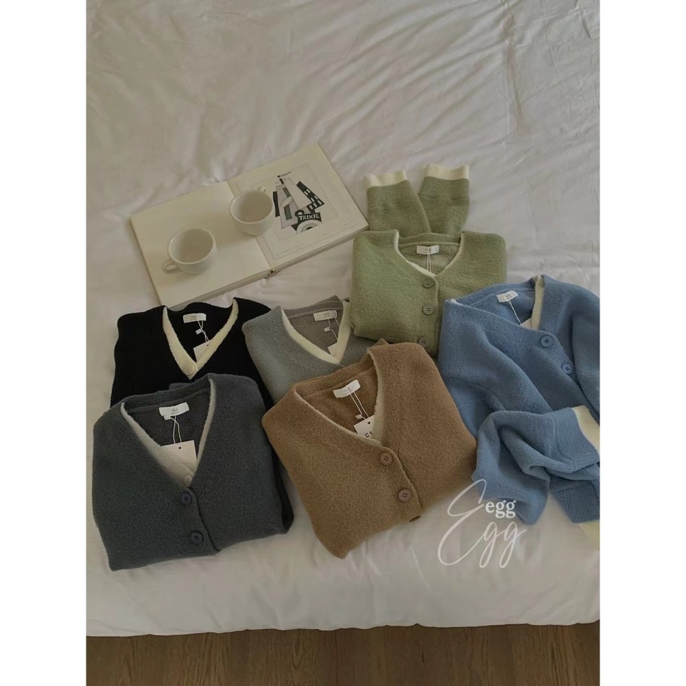 𝐿𝑢𝑜𝑗𝑖𝑛𝑔 ෆ 必備單品✦慵懶柔軟感假兩件針織外套｜假兩件外套｜時尚穿搭｜百搭單品｜舒適穿搭-細節圖2