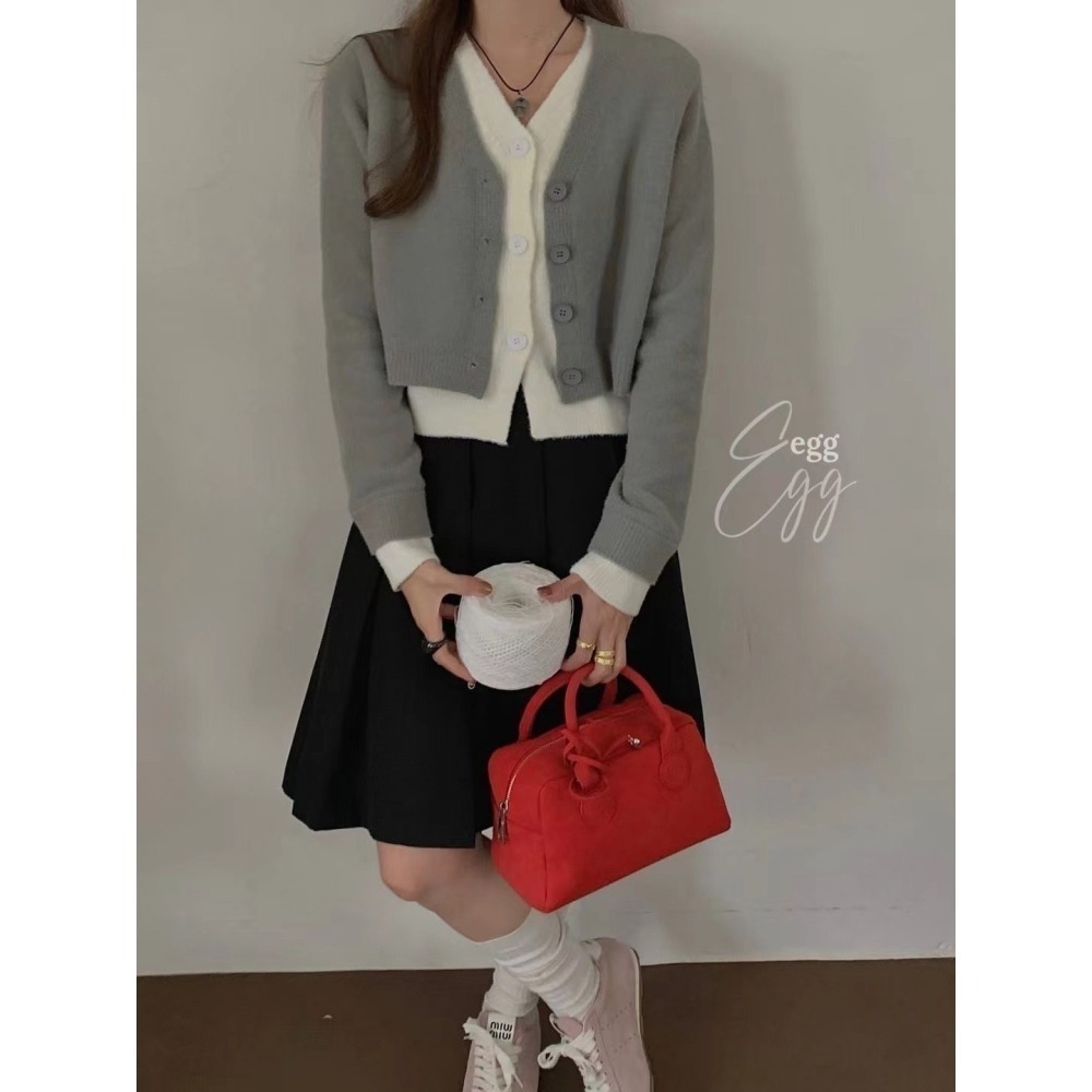 𝐿𝑢𝑜𝑗𝑖𝑛𝑔 ෆ 必備單品✦慵懶柔軟感假兩件針織外套｜假兩件外套｜時尚穿搭｜百搭單品｜舒適穿搭-細節圖3