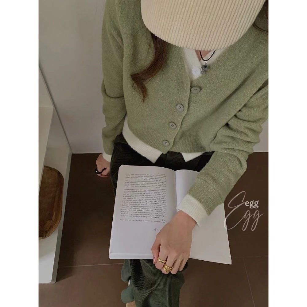 𝐿𝑢𝑜𝑗𝑖𝑛𝑔 ෆ 必備單品✦慵懶柔軟感假兩件針織外套｜假兩件外套｜時尚穿搭｜百搭單品｜舒適穿搭-規格圖8