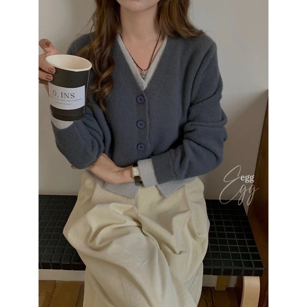𝐿𝑢𝑜𝑗𝑖𝑛𝑔 ෆ 必備單品✦慵懶柔軟感假兩件針織外套｜假兩件外套｜時尚穿搭｜百搭單品｜舒適穿搭-規格圖8