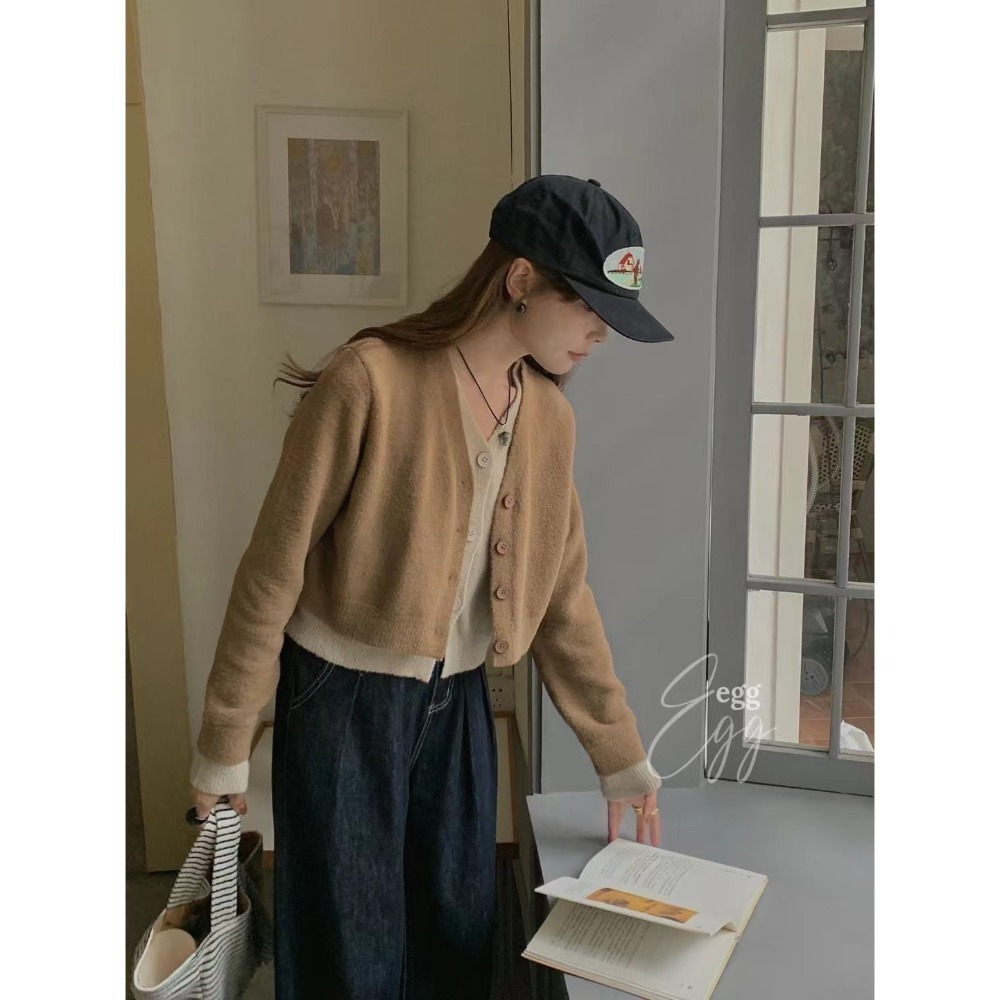 𝐿𝑢𝑜𝑗𝑖𝑛𝑔 ෆ 必備單品✦慵懶柔軟感假兩件針織外套｜假兩件外套｜時尚穿搭｜百搭單品｜舒適穿搭-規格圖8