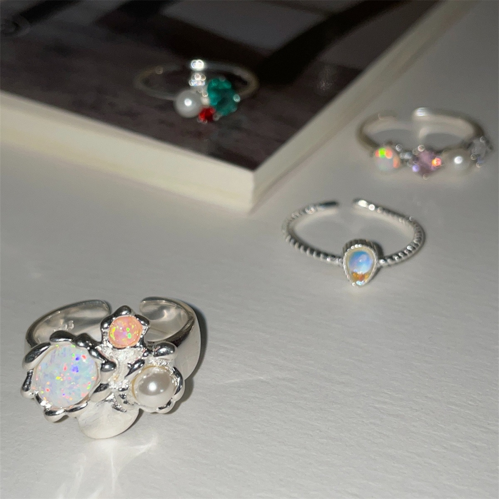 Luojing˖ ࣪⌖˚◌預購+現貨 星河凝萃·歐泊仙靈⋆˙𓍊₊ ⊹˚s925純銀珍珠鋯石繾綣星光戒指｜開口戒-細節圖4