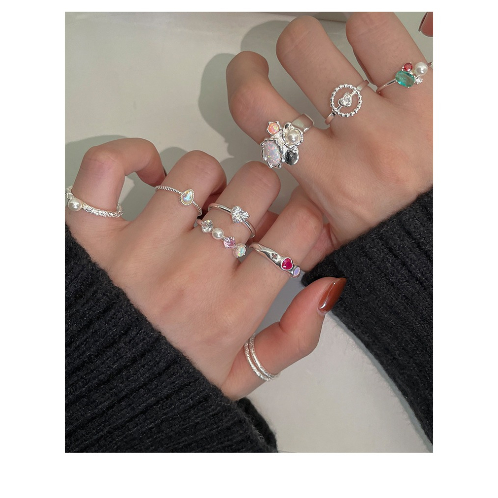 Luojing˖ ࣪⌖˚◌預購+現貨 星河凝萃·歐泊仙靈⋆˙𓍊₊ ⊹˚s925純銀珍珠鋯石繾綣星光戒指｜開口戒-細節圖7