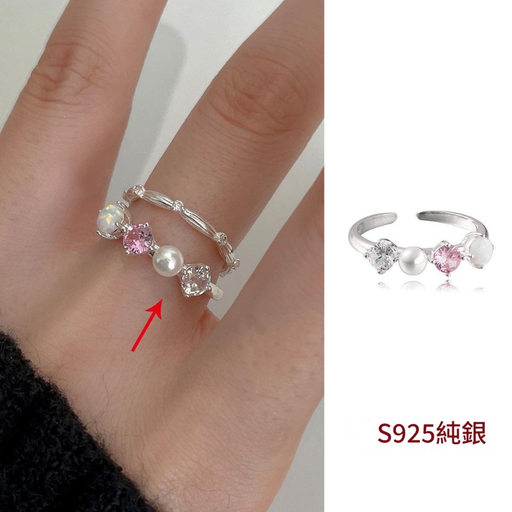 Luojing˖ ࣪⌖˚◌預購+現貨 星河凝萃·歐泊仙靈⋆˙𓍊₊ ⊹˚s925純銀珍珠鋯石繾綣星光戒指｜開口戒-規格圖11