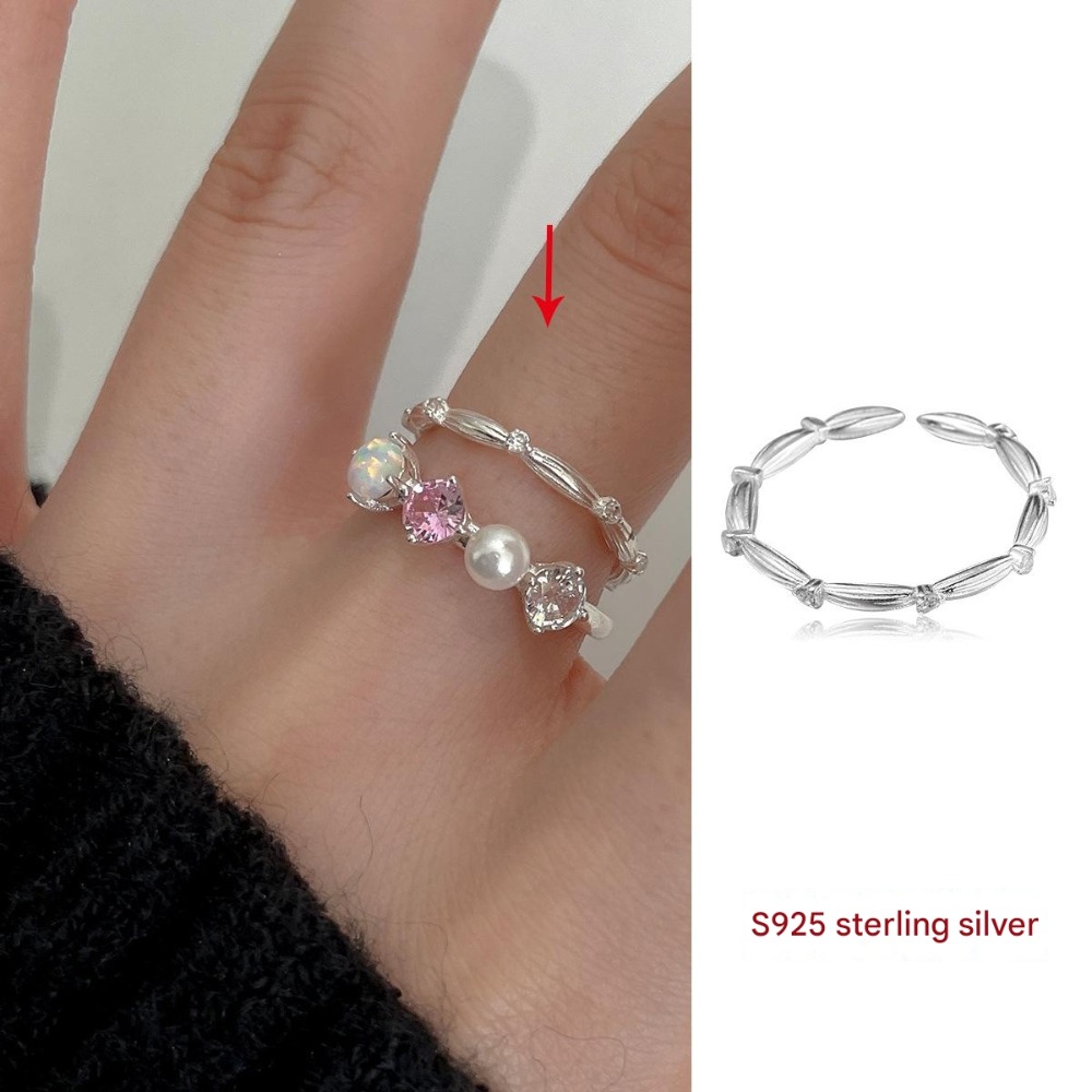 Luojing˖ ࣪⌖˚◌預購+現貨 星河凝萃·歐泊仙靈⋆˙𓍊₊ ⊹˚s925純銀珍珠鋯石繾綣星光戒指｜開口戒-規格圖11