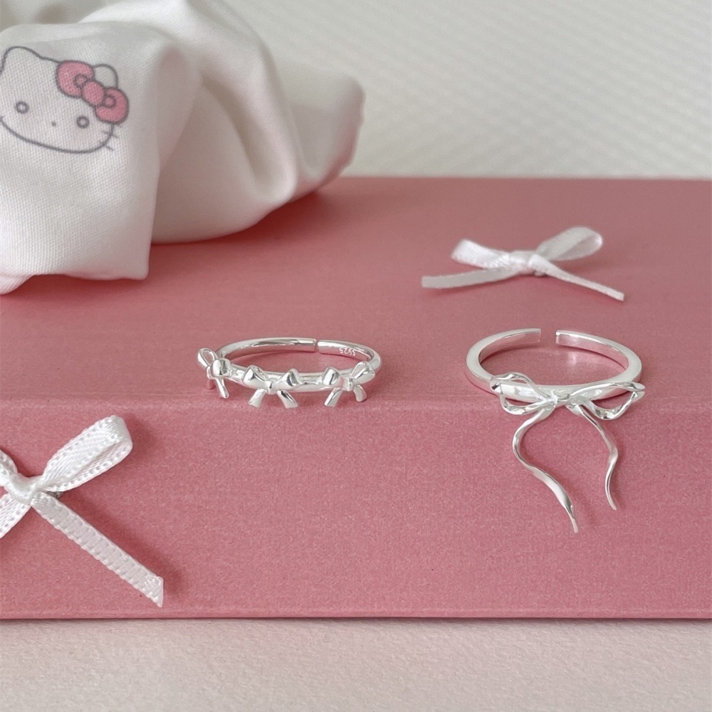 𝐿𝑢𝑜𝑗𝑖𝑛𝑔 ෆ 指尖的芭蕾ೀ⋆｡🌷獨特緞帶蝴蝶結s925純銀戒指﹎輕奢夢幻逸品｜開口戒｜可調節-細節圖2