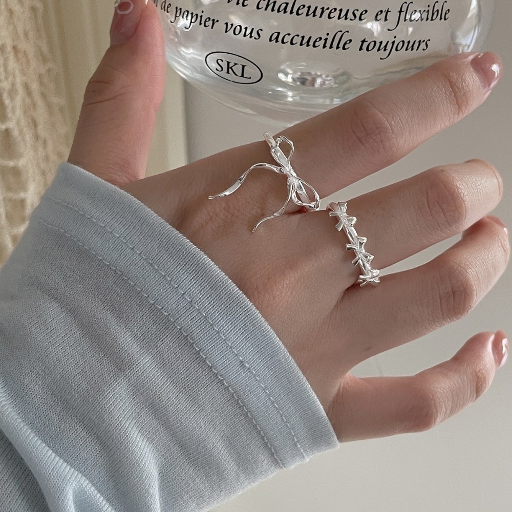 𝐿𝑢𝑜𝑗𝑖𝑛𝑔 ෆ 指尖的芭蕾ೀ⋆｡🌷獨特緞帶蝴蝶結s925純銀戒指﹎輕奢夢幻逸品｜開口戒｜可調節-細節圖3