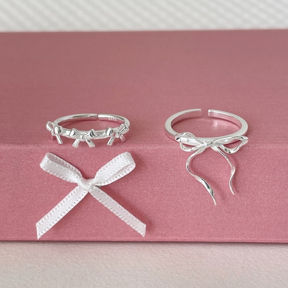 𝐿𝑢𝑜𝑗𝑖𝑛𝑔 ෆ 指尖的芭蕾ೀ⋆｡🌷獨特緞帶蝴蝶結s925純銀戒指﹎輕奢夢幻逸品｜開口戒｜可調節-細節圖5