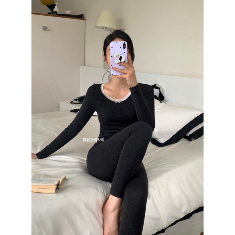 𝐿𝑢𝑜𝑗𝑖𝑛𝑔 ෆ預購 韓社한국사회-綿羊毛發熱保暖套裝｜羊絨套裝｜保暖套裝｜暖冬必備｜保暖舒適-細節圖2