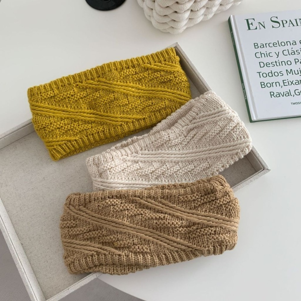 𝙻𝚞𝚘𝚓𝚒𝚗𝚐 ꕤ 冬季穿搭的溫柔點綴·簡約風毛線編織寬邊髮帶 針織髮帶 百搭髮飾-細節圖4