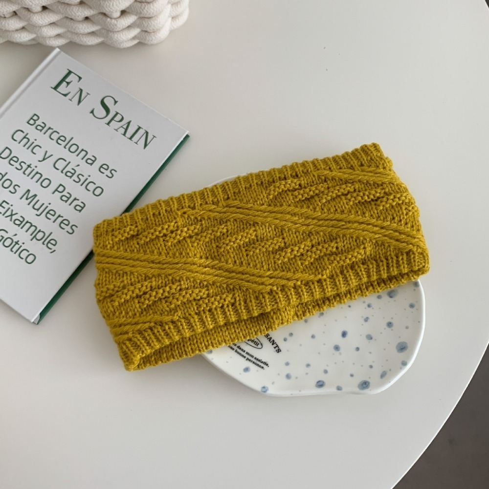 𝙻𝚞𝚘𝚓𝚒𝚗𝚐 ꕤ 冬季穿搭的溫柔點綴·簡約風毛線編織寬邊髮帶 針織髮帶 百搭髮飾-規格圖4