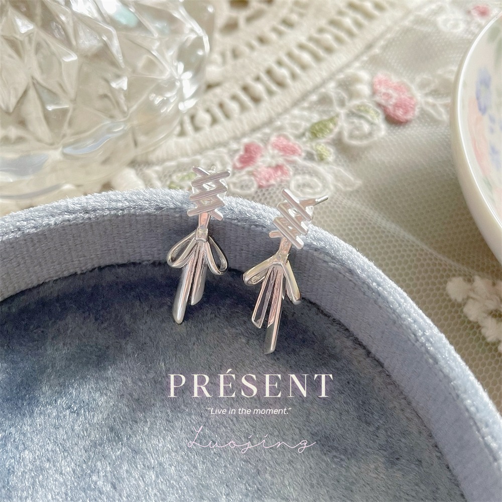 𝐿𝑢𝑜𝑗𝑖𝑛𝑔 ෆ 夢幻芭蕾舞者低語🩰少女心緞帶蝴蝶結s925純銀耳環｜後掛式｜耳針｜純銀耳環-細節圖5