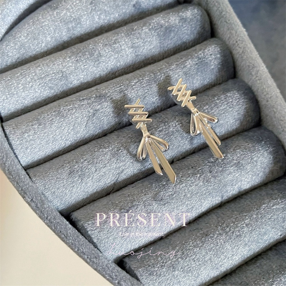 𝐿𝑢𝑜𝑗𝑖𝑛𝑔 ෆ 夢幻芭蕾舞者低語🩰少女心緞帶蝴蝶結s925純銀耳環｜後掛式｜耳針｜純銀耳環-細節圖6