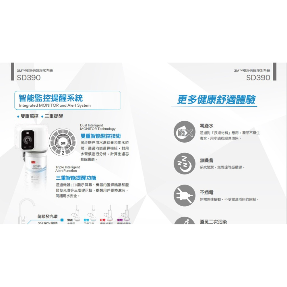 【3M】SD390 極淨倍智淨水系統【濾心二入超值組｜0.2um孔徑｜雙提醒更換功能｜贈全台安裝】-細節圖4