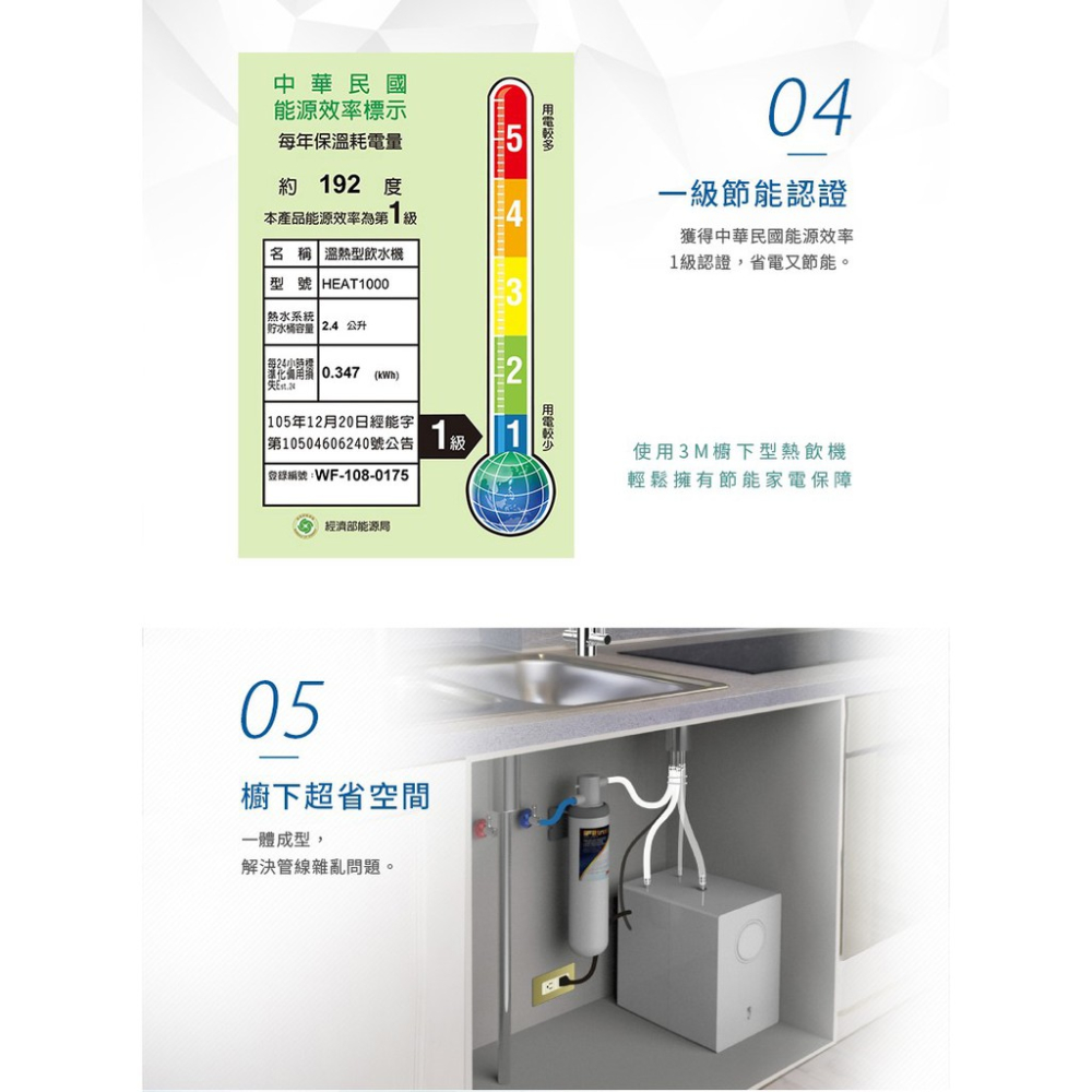 【3M】HEAT1000櫥下型熱飲機【雙溫淨水組｜搭S004淨水器｜贈樹脂系統組及全台安裝】-細節圖6