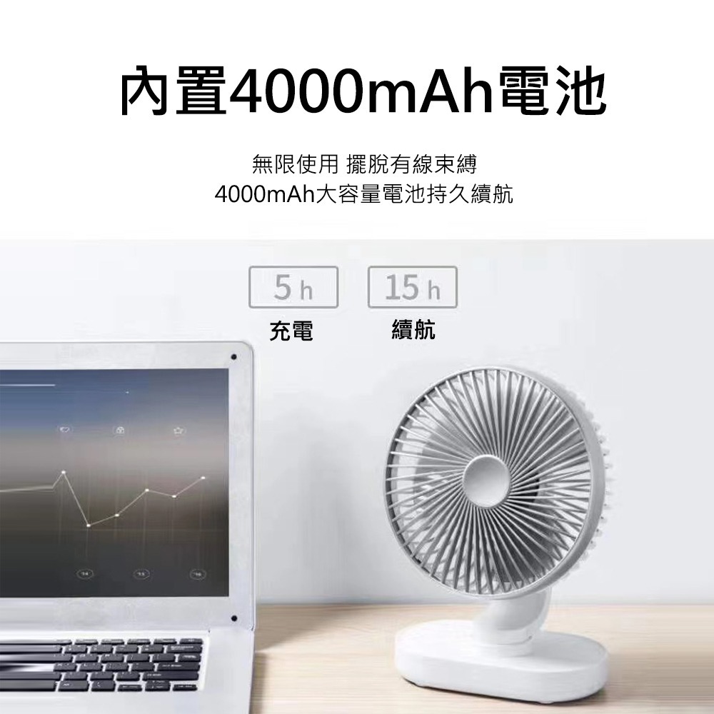 【JP嚴選-捷仕特】USB充電靜音擺頭小桌扇-細節圖5