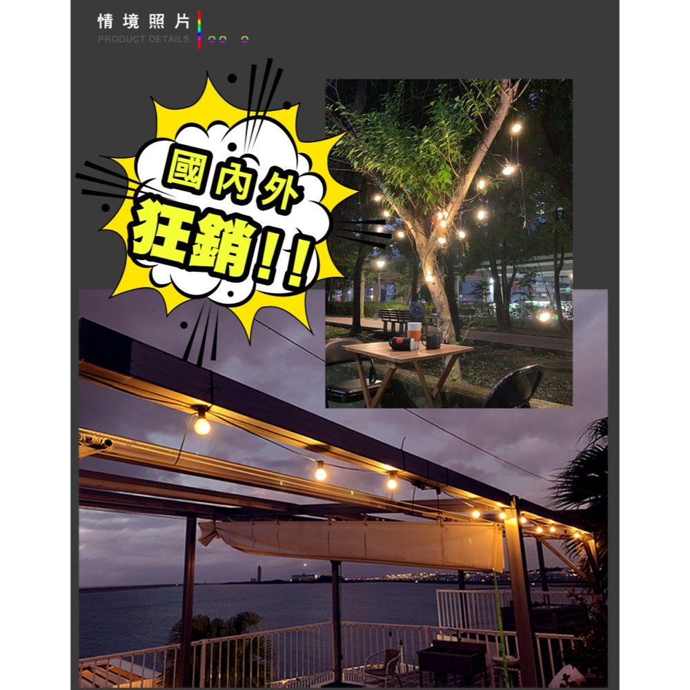 【JP嚴選-捷仕特】工業風圓形LED戶外防水燈串-細節圖5