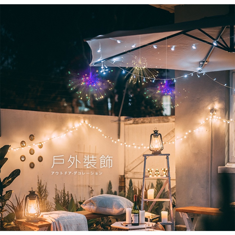 【JP嚴選-捷仕特】120燈懸掛式 LED防水氣氛煙火燈-細節圖4