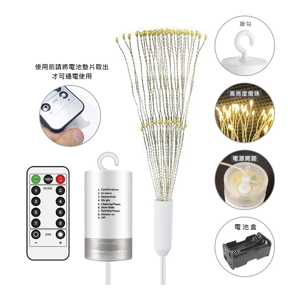 【JP嚴選-捷仕特】120燈懸掛式 LED防水氣氛煙火燈-細節圖7