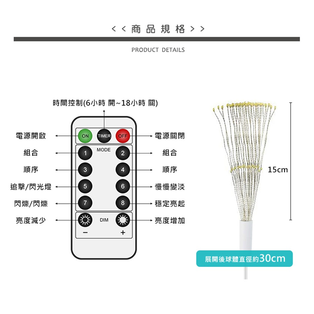 【JP嚴選-捷仕特】120燈懸掛式 LED防水氣氛煙火燈-細節圖9
