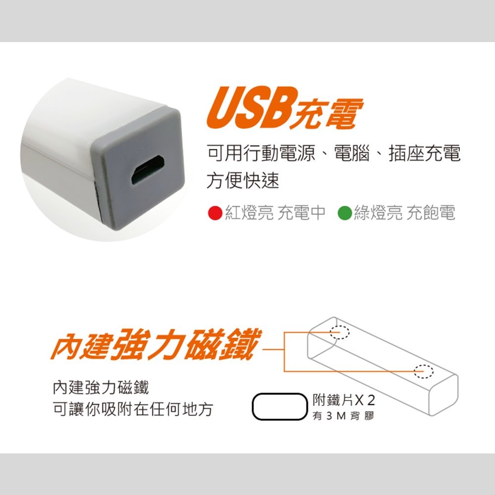 【JP嚴選-捷仕特】雙色LED磁吸感應燈條- 45cm-細節圖3
